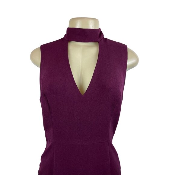 BCBGeneration Womens Sleeveless Plum Midi Dress with Choker Collar Sz 8 - Picture 4 of 8